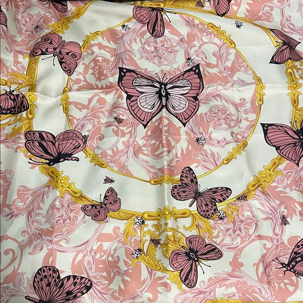 Versace Pink and Gold Butterfly Scarf